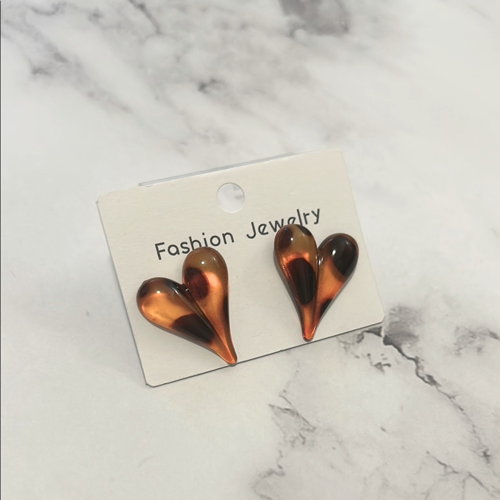 BRAND NEW❣️Y2K Amber Heart Drop Earrings